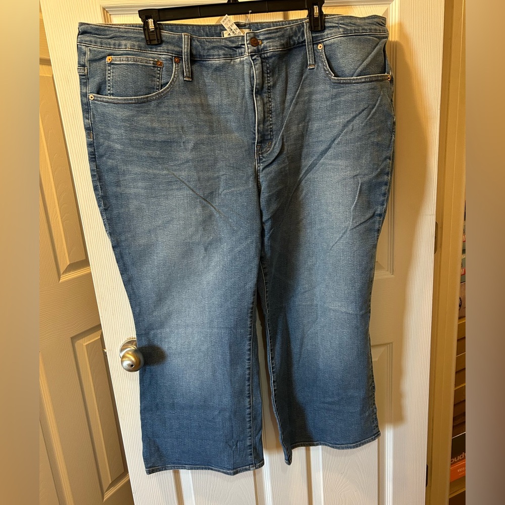 Madewell 28W Cali Demi-Boot Blue Jeans Crop Functional Pockets 25 1/2 in Inseam